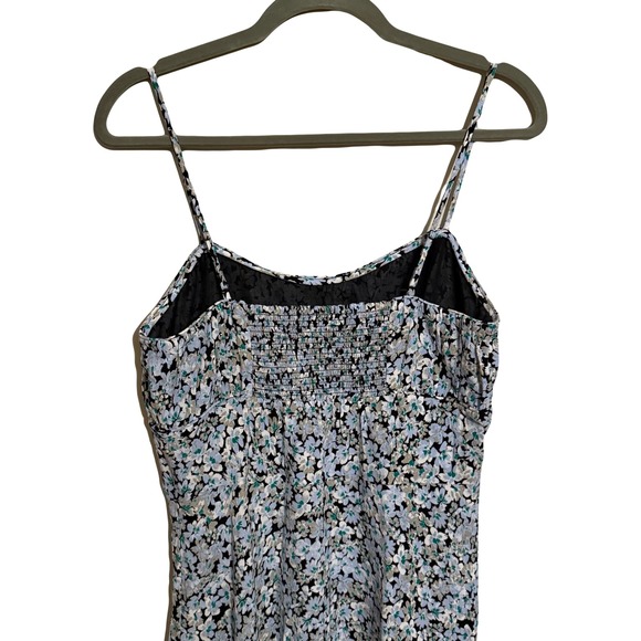 Madewell Floral Print Smocked Back Midi Slip Dress Size 8 Blue Green - Picture 4 of 6